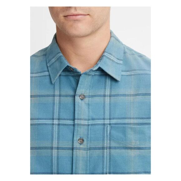VINCE Shirt Mens XS Blue Button Up Plaid Corduroy Front Pocket Classic Fit $245 - Picture 2 of 12